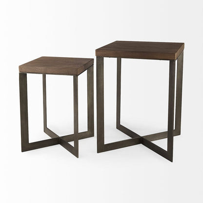 Mercana - Faye 19L x 19W x 26H Medium Brown Wood W/Metal Base Accent Tables (Set of 2) - 69178 view 5