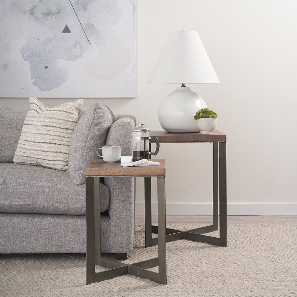 Mercana - Faye 19L x 19W x 26H Medium Brown Wood W/Metal Base Accent Tables (Set of 2) - 69178 view 10