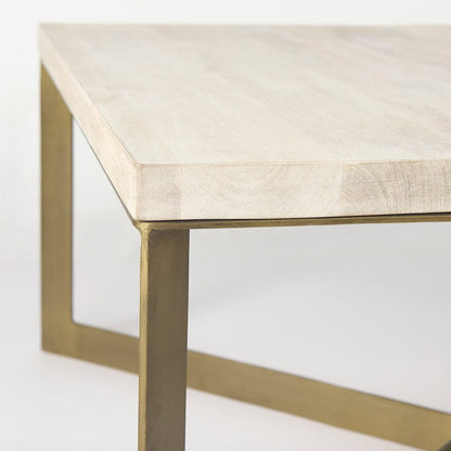 Mercana - Faye 34L x 34W x 17H Beige Finished Wood W/Gold Metal Base Square Coffee Table - 69180 view 5