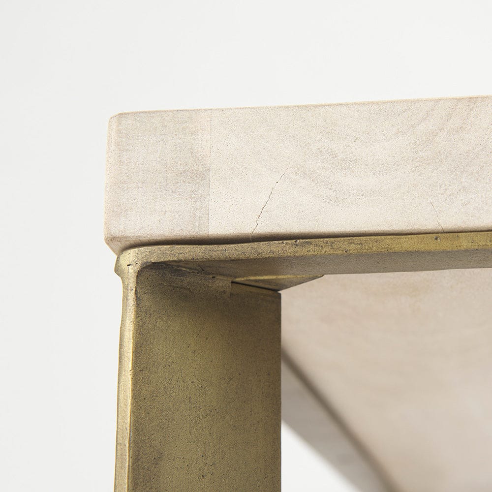 Mercana - Faye 34L x 34W x 17H Beige Finished Wood W/Gold Metal Base Square Coffee Table - 69180 view 6