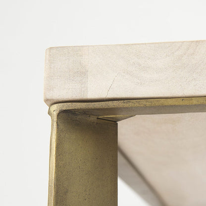 Mercana - Faye 34L x 34W x 17H Beige Finished Wood W/Gold Metal Base Square Coffee Table - 69180 view 6