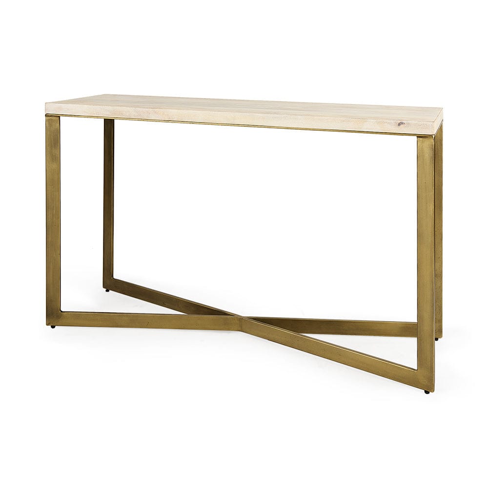 Mercana - Faye 50L x 15W x 30H Beige Finished Wood W/Gold Metal Base Console Table - 69182 view 1