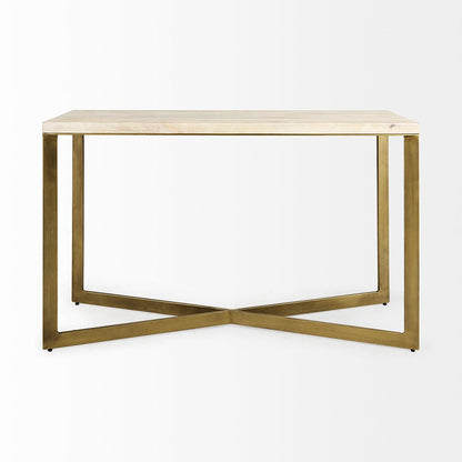 Mercana - Faye 50L x 15W x 30H Beige Finished Wood W/Gold Metal Base Console Table - 69182 view 2