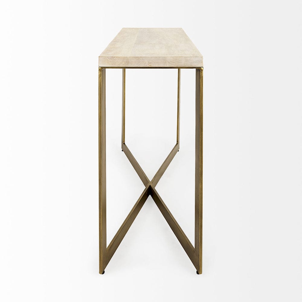 Mercana - Faye 50L x 15W x 30H Beige Finished Wood W/Gold Metal Base Console Table - 69182 view 3