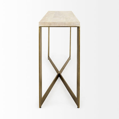 Mercana - Faye 50L x 15W x 30H Beige Finished Wood W/Gold Metal Base Console Table - 69182 view 3