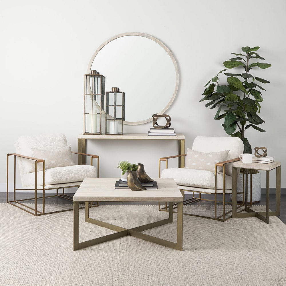 Mercana - Faye 50L x 15W x 30H Beige Finished Wood W/Gold Metal Base Console Table - 69182 view 8