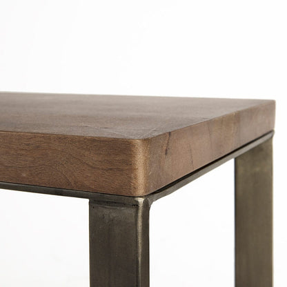 Mercana - Faye 50L x 15W x 30H Medium Brown Wood W/Antique Nickel Metal Base Console Table - 69183 view 4
