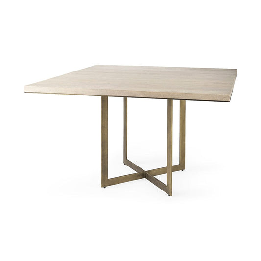 Mercana - Faye I 48L x 48W x 30H Beige Finished Wood W/Gold Metal Base Square Dining Table - 69177-AB view 1