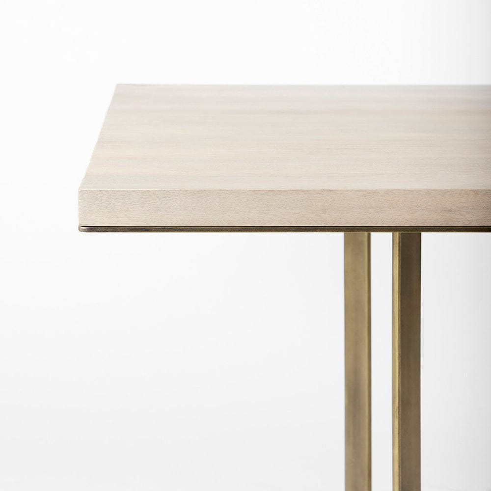 Mercana - Faye I 48L x 48W x 30H Beige Finished Wood W/Gold Metal Base Square Dining Table - 69177-AB view 4