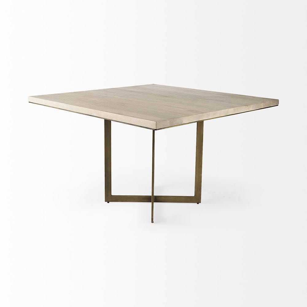 Mercana - Faye I 48L x 48W x 30H Beige Finished Wood W/Gold Metal Base Square Dining Table - 69177-AB view 6