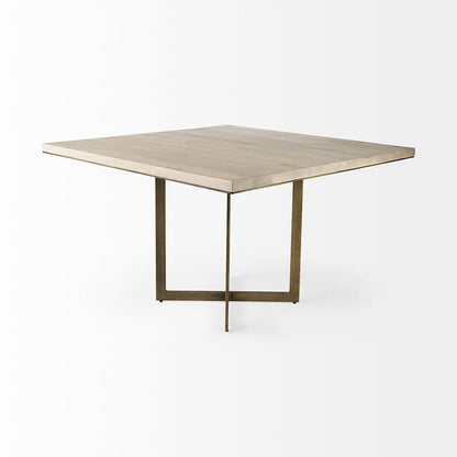 Mercana - Faye I 48L x 48W x 30H Beige Finished Wood W/Gold Metal Base Square Dining Table - 69177-AB view 6