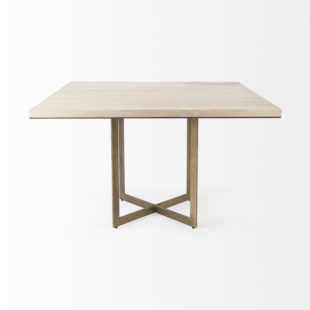 Mercana - Faye I 48L x 48W x 30H Beige Finished Wood W/Gold Metal Base Square Dining Table - 69177-AB view 7