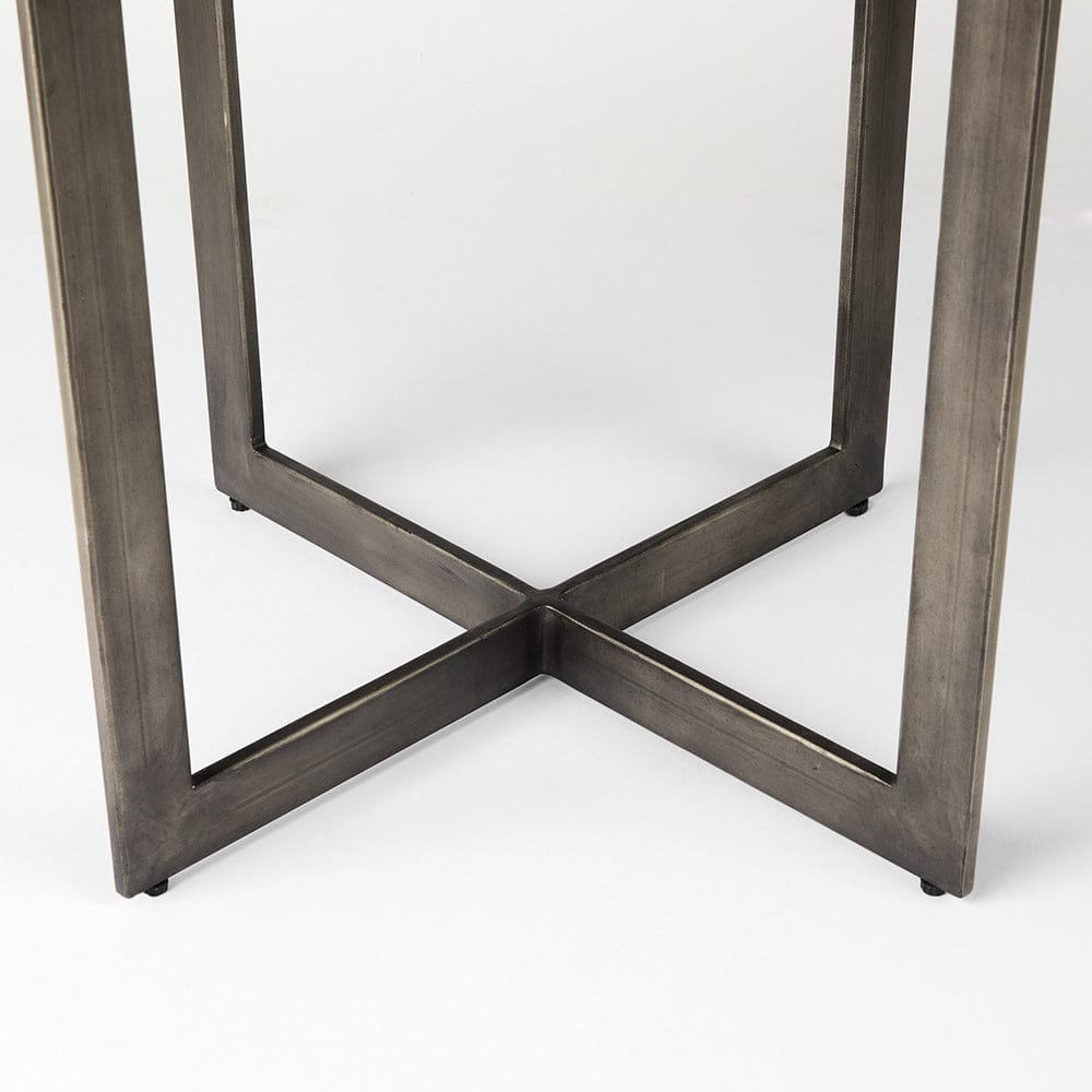 Mercana - Faye I 48L x 48W x 30H Medium Brown Wood W/Antique Nickel Metal Base Round Dining Table - 69176-AB view 2