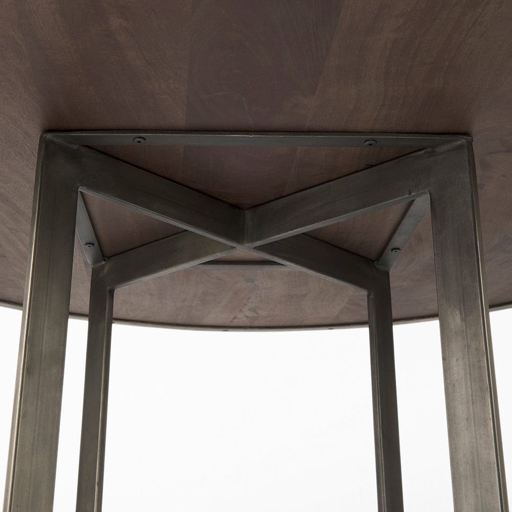 Mercana - Faye I 48L x 48W x 30H Medium Brown Wood W/Antique Nickel Metal Base Round Dining Table - 69176-AB view 3