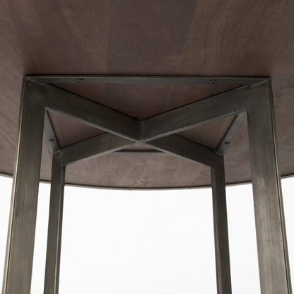 Mercana - Faye I 48L x 48W x 30H Medium Brown Wood W/Antique Nickel Metal Base Round Dining Table - 69176-AB view 3