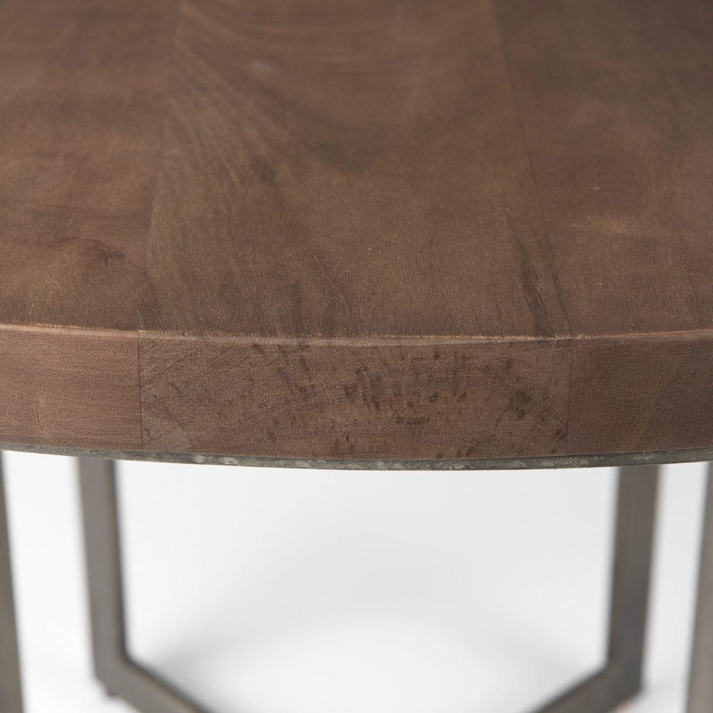 Mercana - Faye I 48L x 48W x 30H Medium Brown Wood W/Antique Nickel Metal Base Round Dining Table - 69176-AB view 4