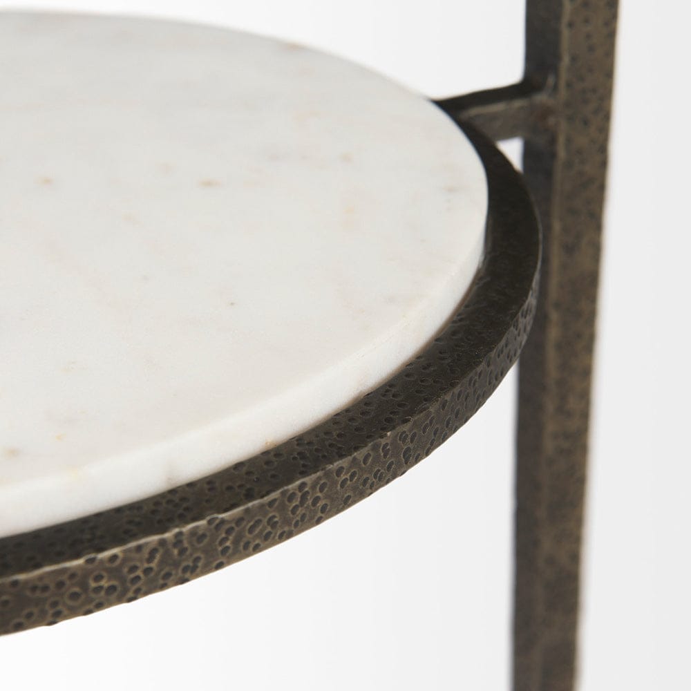 Mercana - Felicity 15.8L X 15.8W X 22.5H Glass Top W/ White Marble Shelf and Antique Gold Base End/Side Table - 69254-AB view 7