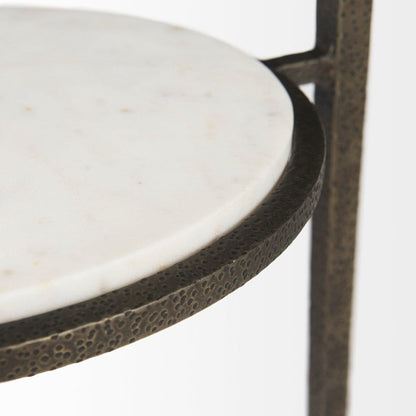 Mercana - Felicity 15.8L X 15.8W X 22.5H Glass Top W/ White Marble Shelf and Antique Gold Base End/Side Table - 69254-AB view 7