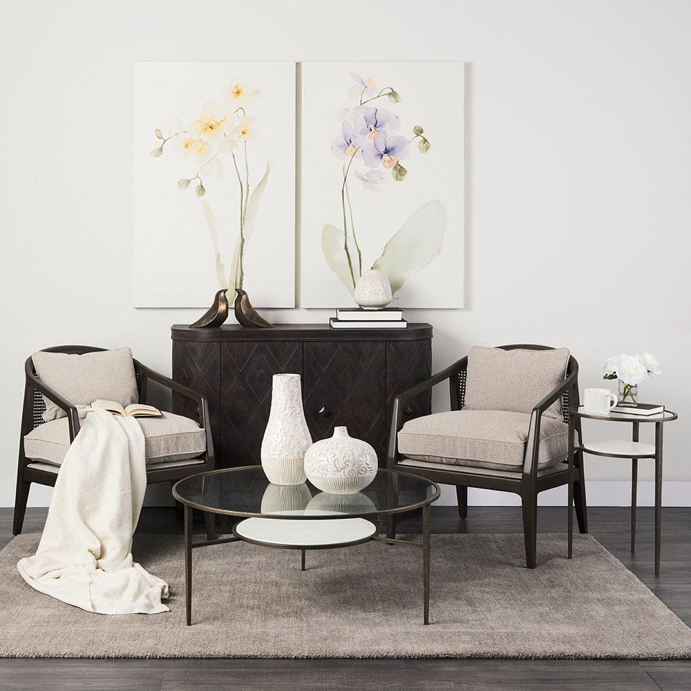 Mercana - Felicity 15.8L X 15.8W X 22.5H Glass Top W/ White Marble Shelf and Antique Gold Base End/Side Table - 69254-AB view 9