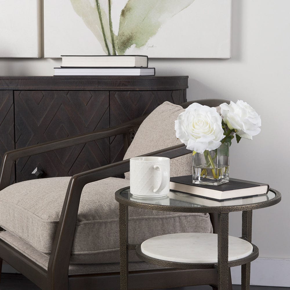 Mercana - Felicity 15.8L X 15.8W X 22.5H Glass Top W/ White Marble Shelf and Antique Gold Base End/Side Table - 69254-AB view 10