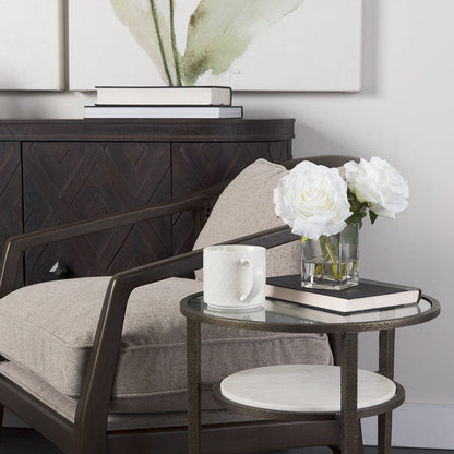 Mercana - Felicity 15.8L X 15.8W X 22.5H Glass Top W/ White Marble Shelf and Antique Gold Base End/Side Table - 69254-AB view 10