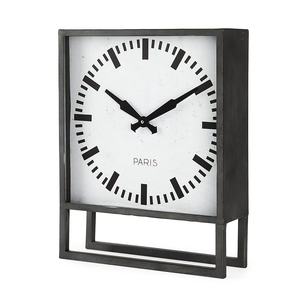 Mercana - Felix Gray Metal Square Table Clock - 68082 view 1