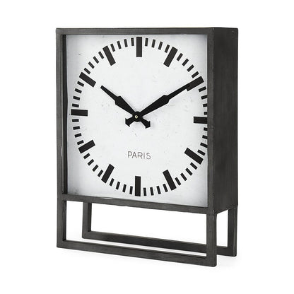 Mercana - Felix Gray Metal Square Table Clock - 68082 view 1