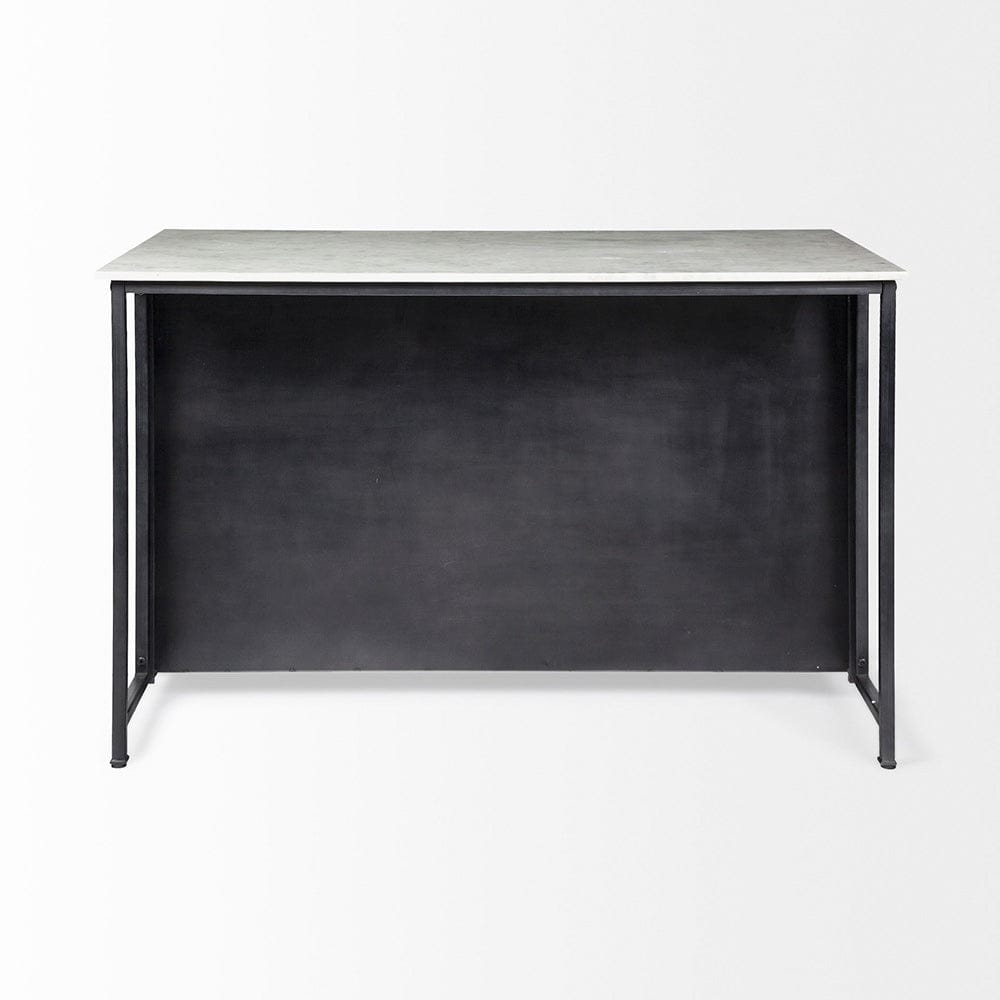 Mercana - Fieri Solid Iron Black Body White Marble Top Four Drawer Kitchen Island - 67839-AB view 4