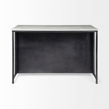 Mercana - Fieri Solid Iron Black Body White Marble Top Four Drawer Kitchen Island - 67839-AB view 4