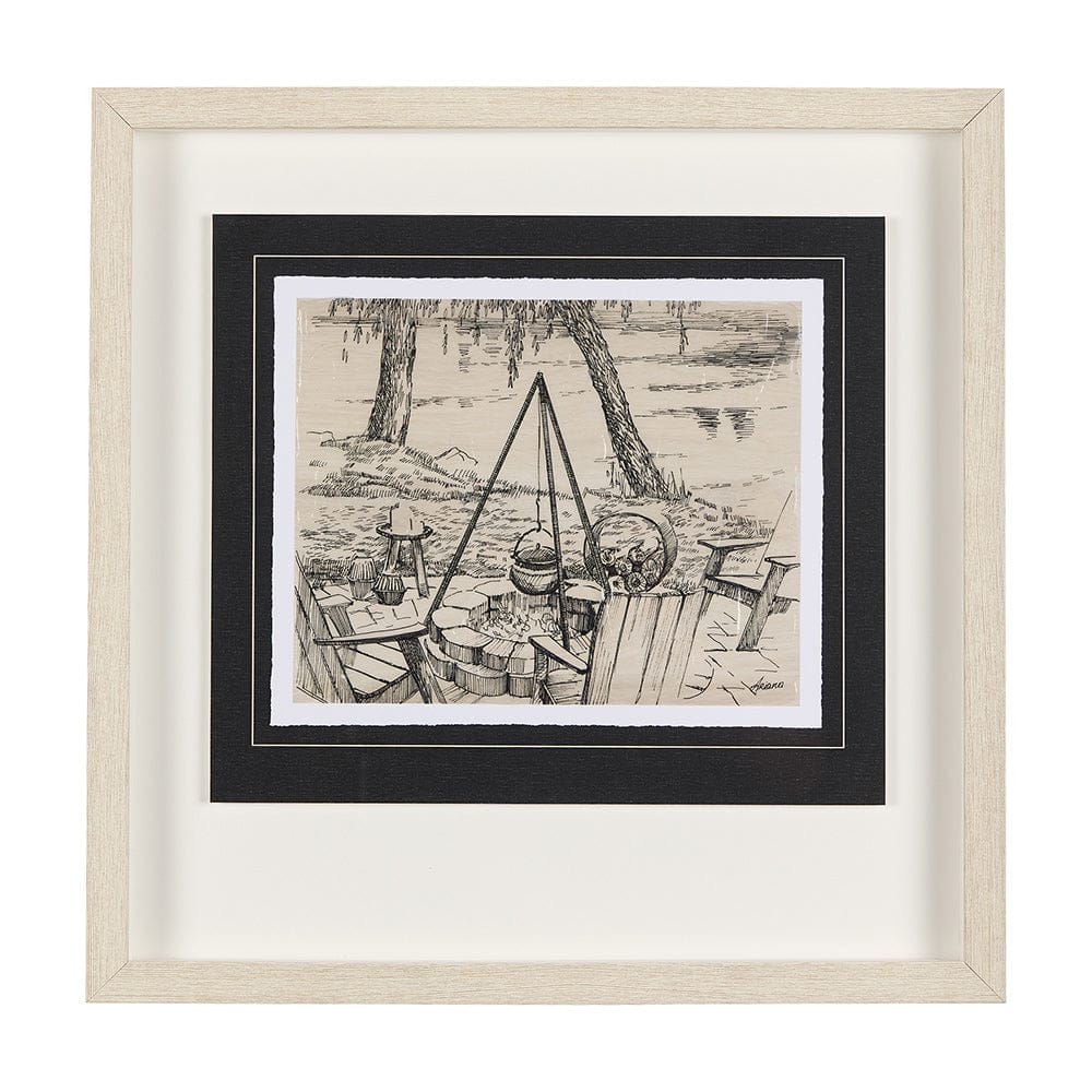 Mercana - Fireside I by Mercana Studio a Hand Embellished Textured Framed Art Print Matted under Glass - 14711 view 1