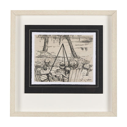 Mercana - Fireside I by Mercana Studio a Hand Embellished Textured Framed Art Print Matted under Glass - 14711 view 1