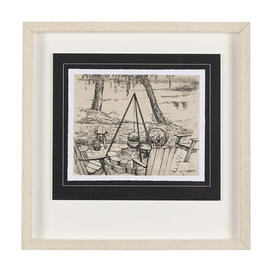 Mercana - Fireside I by Mercana Studio a Hand Embellished Textured Framed Art Print Matted under Glass - 14711 view 1