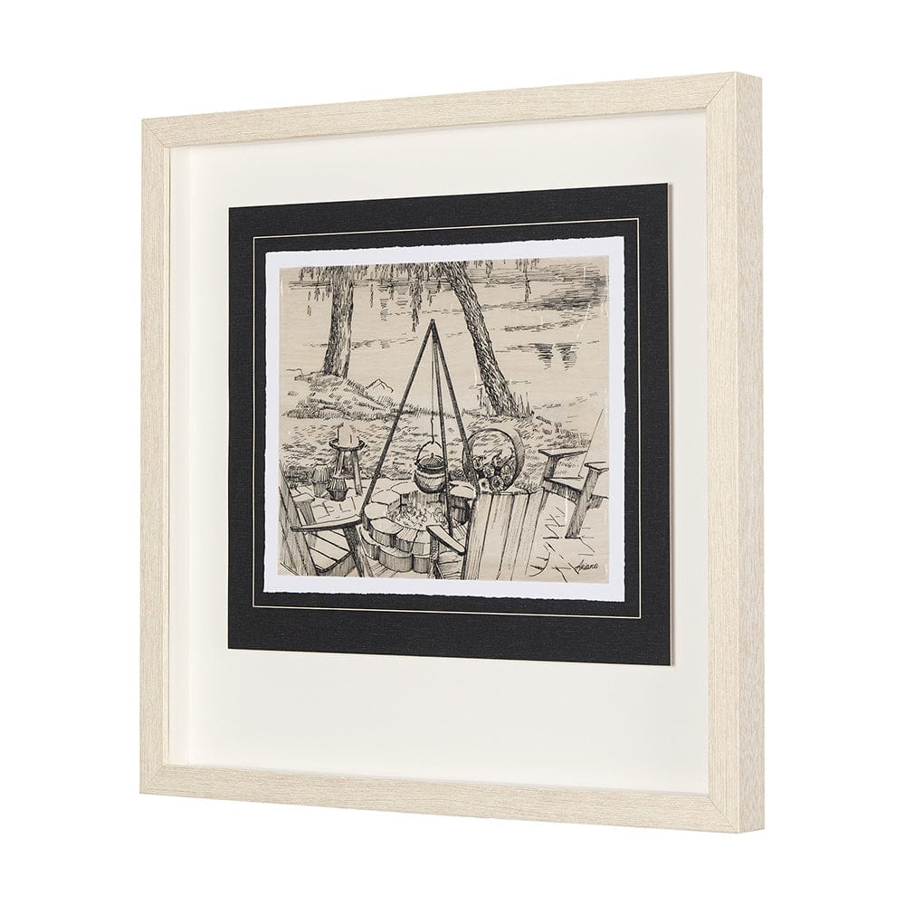 Mercana - Fireside I by Mercana Studio a Hand Embellished Textured Framed Art Print Matted under Glass - 14711 view 2