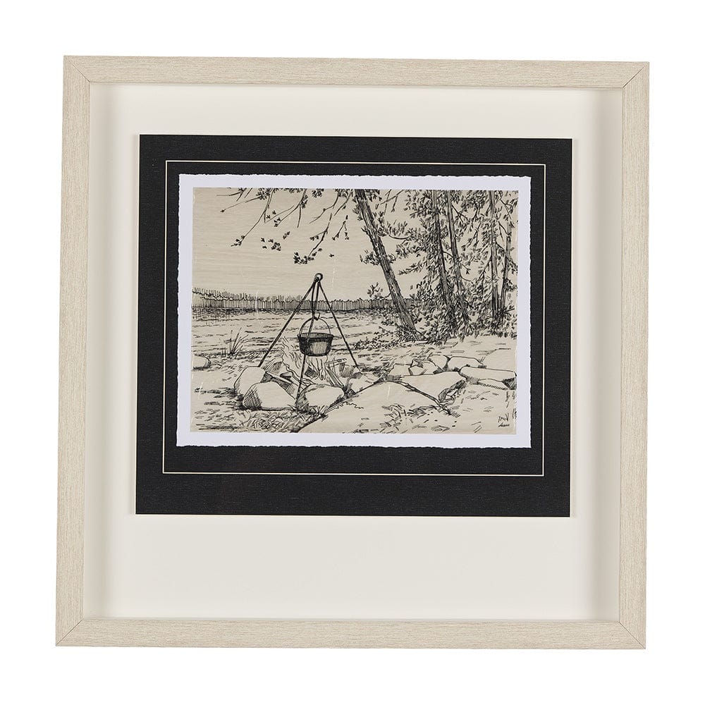 Mercana - Fireside II by Mercana Studio a Hand Embellished Textured Framed Art Print Matted under Glass - 14712 view 1