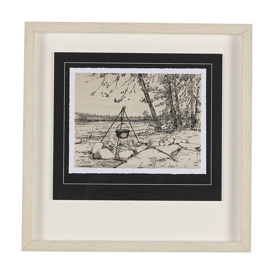 Mercana - Fireside II by Mercana Studio a Hand Embellished Textured Framed Art Print Matted under Glass - 14712 view 1