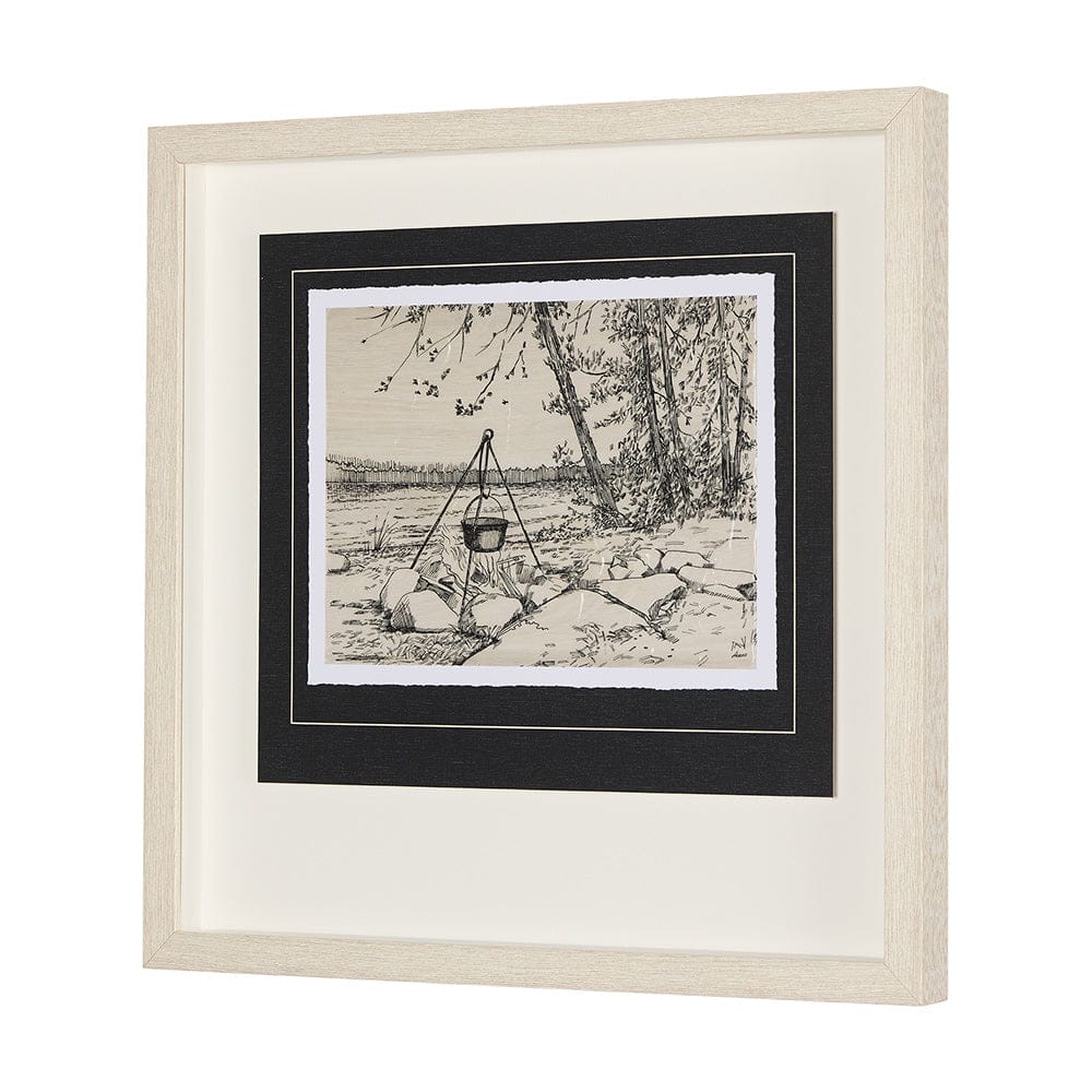 Mercana - Fireside II by Mercana Studio a Hand Embellished Textured Framed Art Print Matted under Glass - 14712 view 2