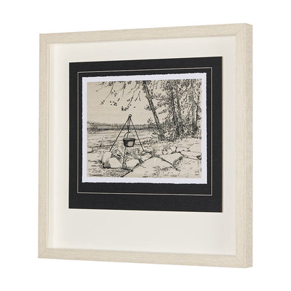 Mercana - Fireside II by Mercana Studio a Hand Embellished Textured Framed Art Print Matted under Glass - 14712 view 2