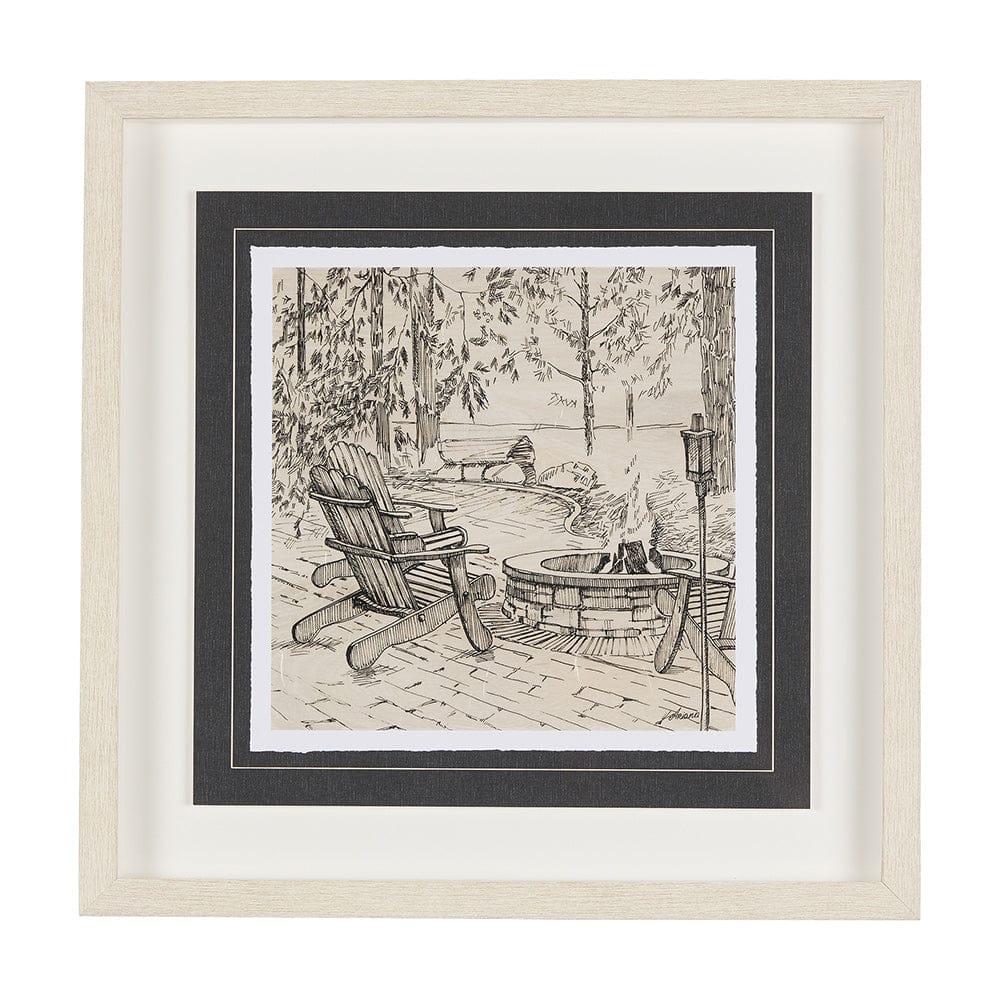 Mercana - Fireside III by Mercana Studio a Hand Embellished Textured Framed Art Print Matted under Glass - 14713 view 1