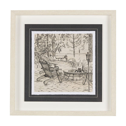 Mercana - Fireside III by Mercana Studio a Hand Embellished Textured Framed Art Print Matted under Glass - 14713 view 1