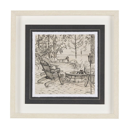 Mercana - Fireside III by Mercana Studio a Hand Embellished Textured Framed Art Print Matted under Glass - 14713 view 1