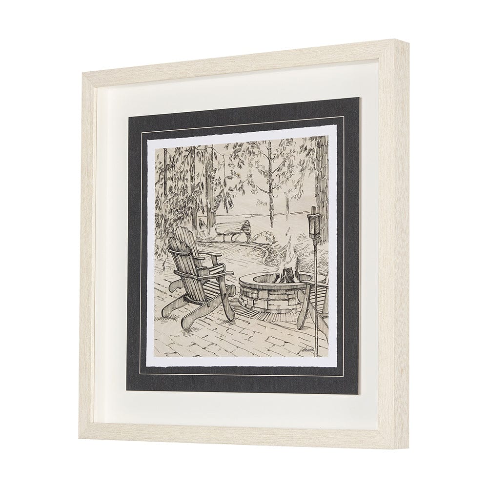 Mercana - Fireside III by Mercana Studio a Hand Embellished Textured Framed Art Print Matted under Glass - 14713 view 2