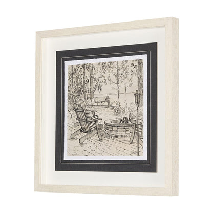 Mercana - Fireside III by Mercana Studio a Hand Embellished Textured Framed Art Print Matted under Glass - 14713 view 2