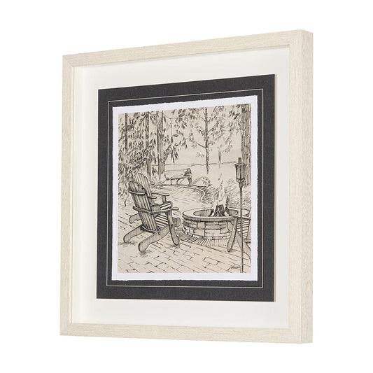 Mercana - Fireside III by Mercana Studio a Hand Embellished Textured Framed Art Print Matted under Glass - 14713 view 2