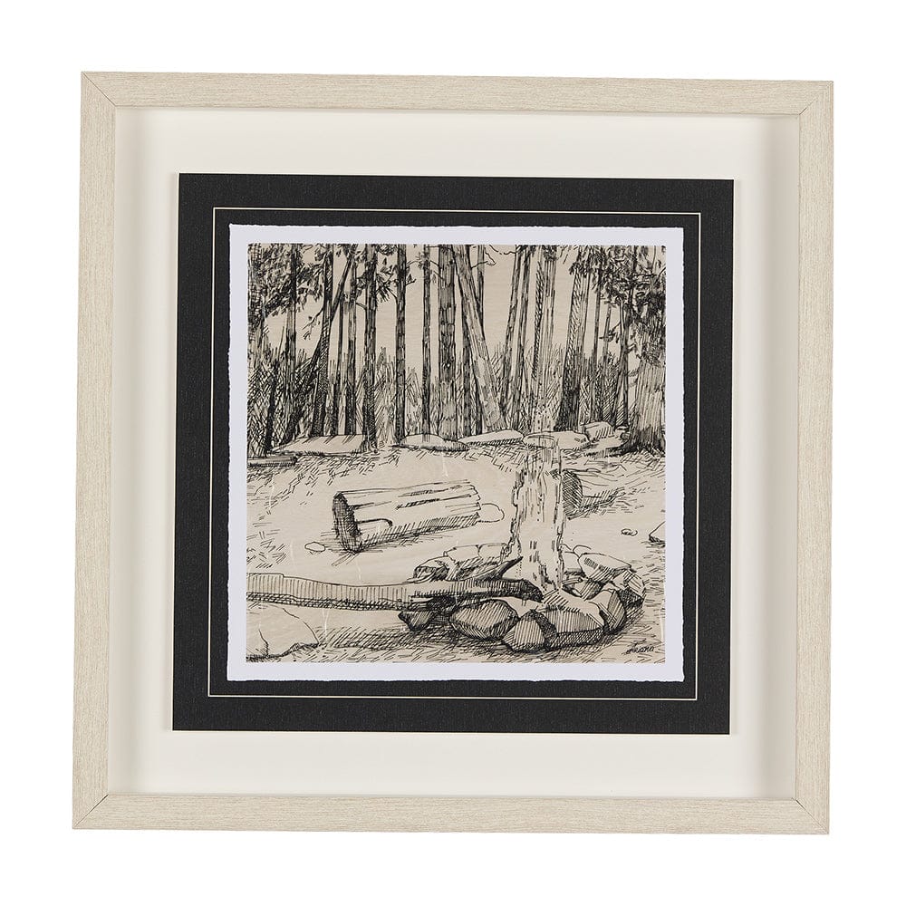 Mercana - Fireside IV by Mercana Studio a Hand Embellished Textured Framed Art Print Matted under Glass - 14714 view 1