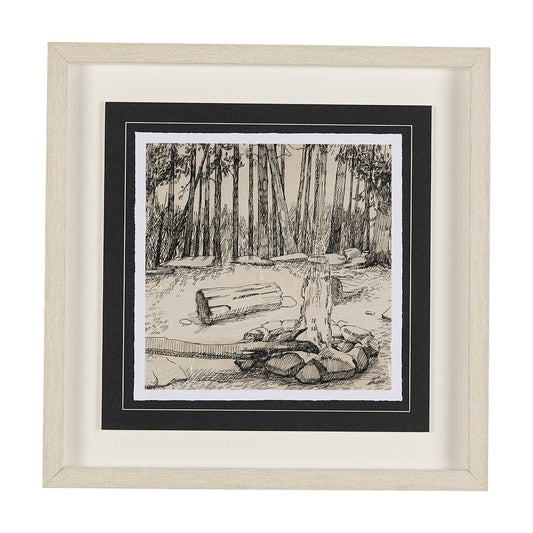 Mercana - Fireside IV by Mercana Studio a Hand Embellished Textured Framed Art Print Matted under Glass - 14714 view 1