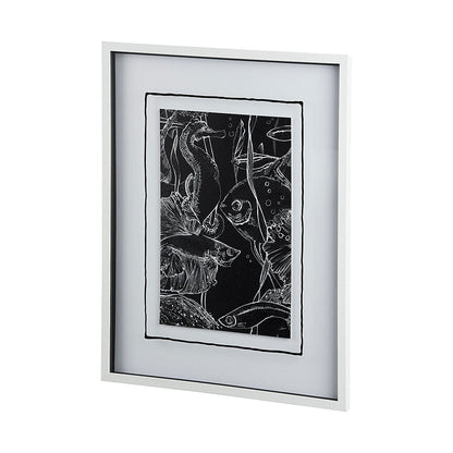 Mercana - Fish Black by Mercana Studio a Hand Embellished Textured Framed Art Print Matted under Glass - 13937 view 2