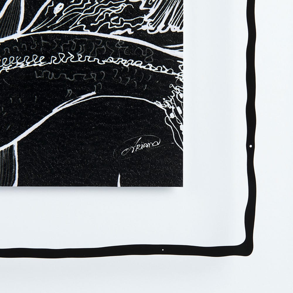 Mercana - Fish Black by Mercana Studio a Hand Embellished Textured Framed Art Print Matted under Glass - 13937 view 6