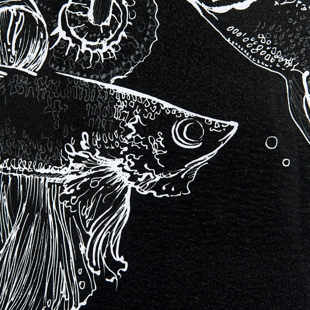 Mercana - Fish Black by Mercana Studio a Hand Embellished Textured Framed Art Print Matted under Glass - 13937 view 7