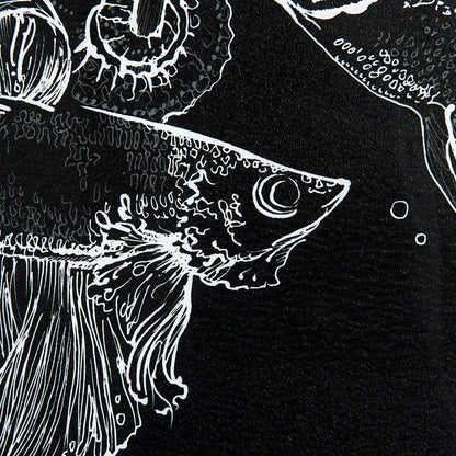 Mercana - Fish Black by Mercana Studio a Hand Embellished Textured Framed Art Print Matted under Glass - 13937 view 7