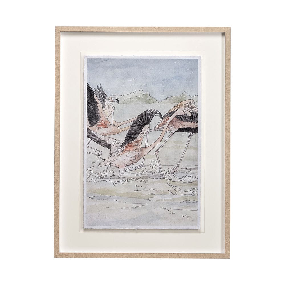 Mercana - Flamingo I by Mercana Studio a Hand Embellished Textured Framed Art Print Matted under Glass - 13056 view 1